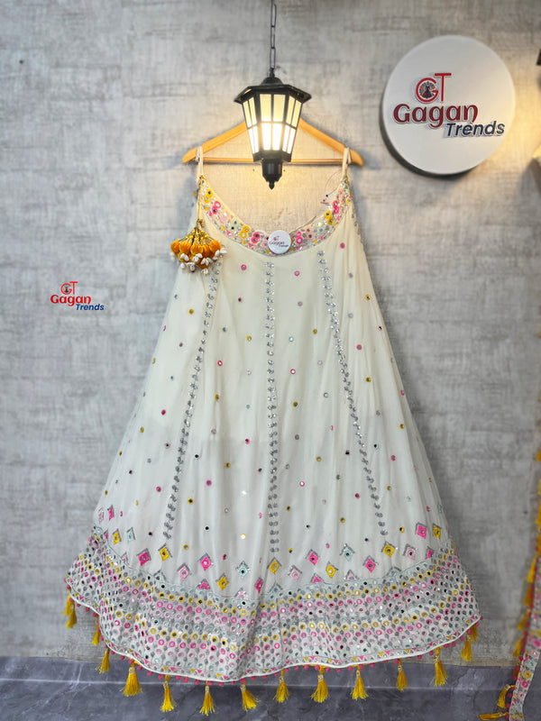 Heavy Real Mirror Embroidered Fox Georgette Lehenga Set – Glam Wedding Edition