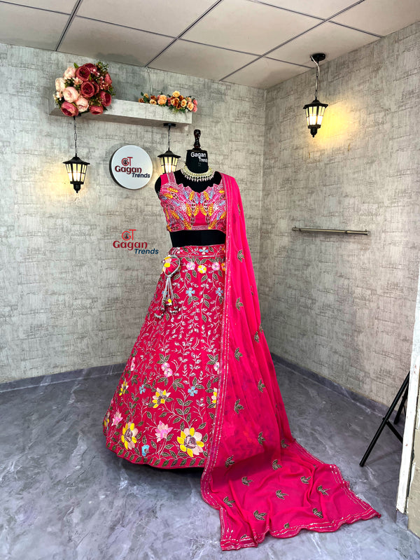 Fox Georgette Lehenga with Embroidery Sequins Work – Semi-Stitched Set