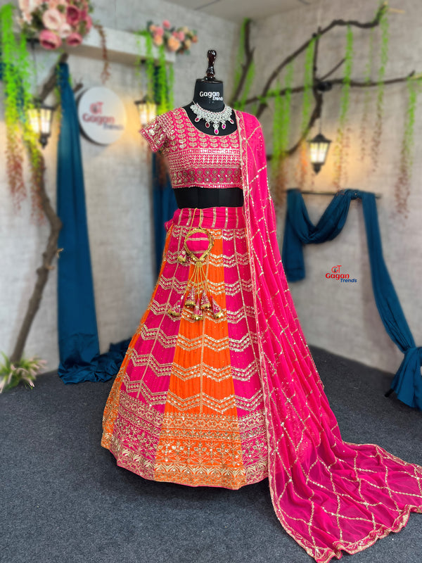 Embroidered Stone & Sequins Fox Georgette Lehenga Set – Elegant Partywear