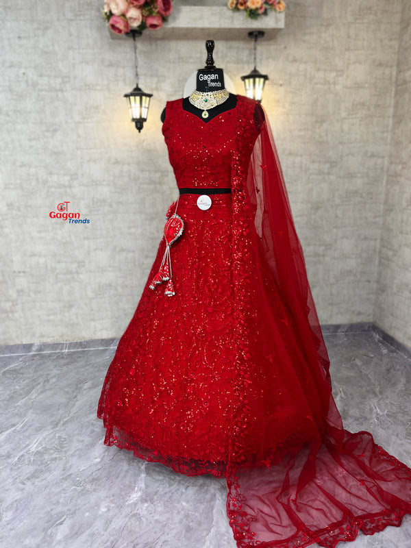 Ethereal Embroidered Butterfly Net Lehenga Set for Dreamy Celebrations