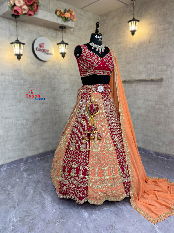Fox Georgette Lehenga with Real Mirror, Sequins & Stone Work | Gagan Trends