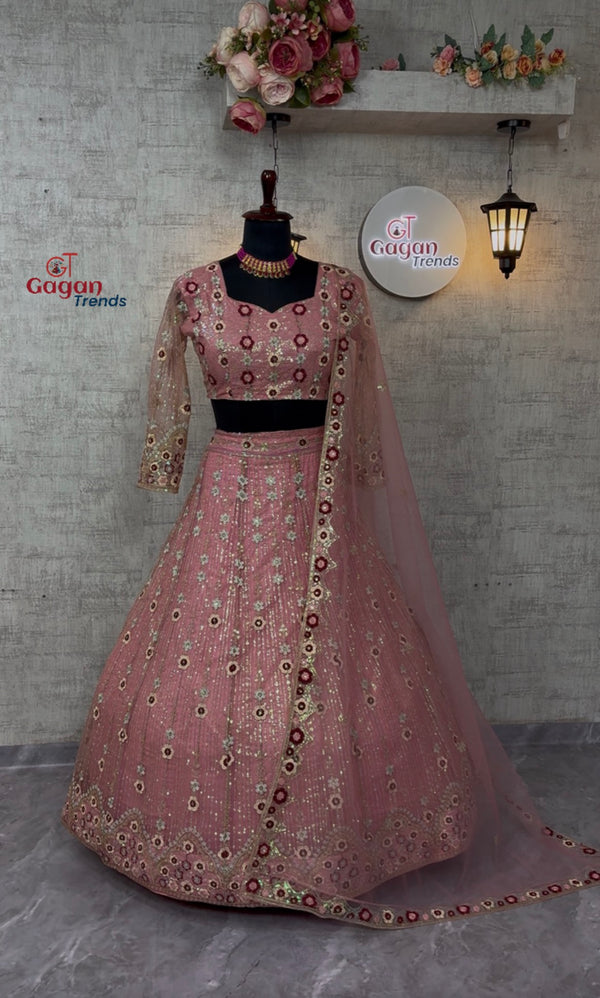 Premium Embroidered Net Lehenga Set