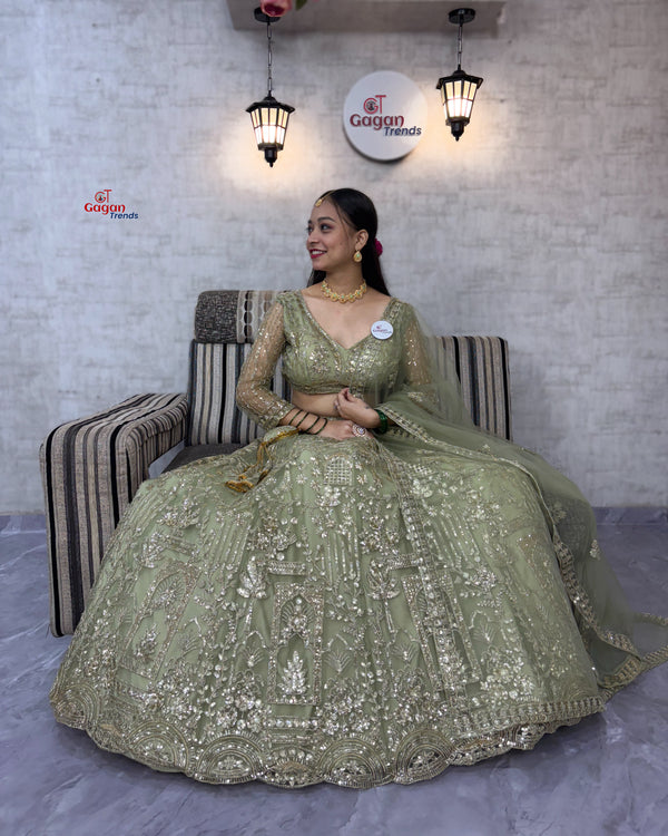 PISTA Soft Net Lehenga Choli with Sequins Embroidery WITH Attactive design