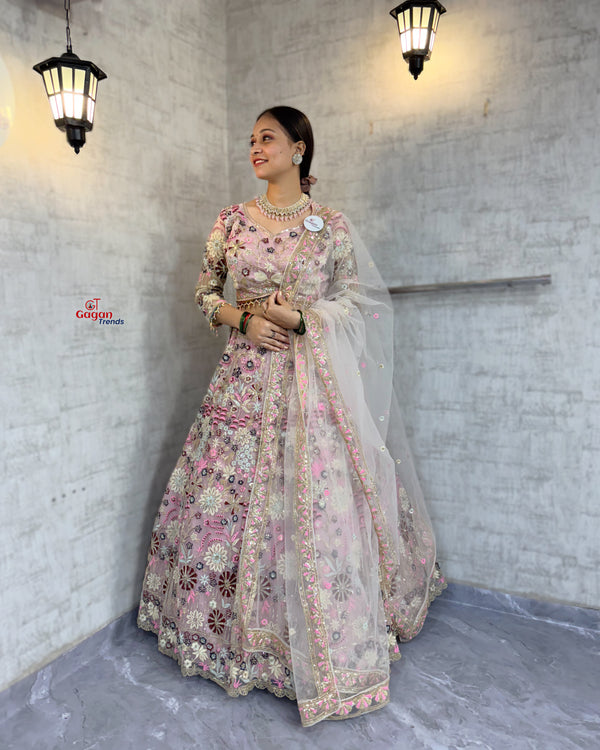 Premium Soft Net Lehenga Choli Set with Sequins Embroidery