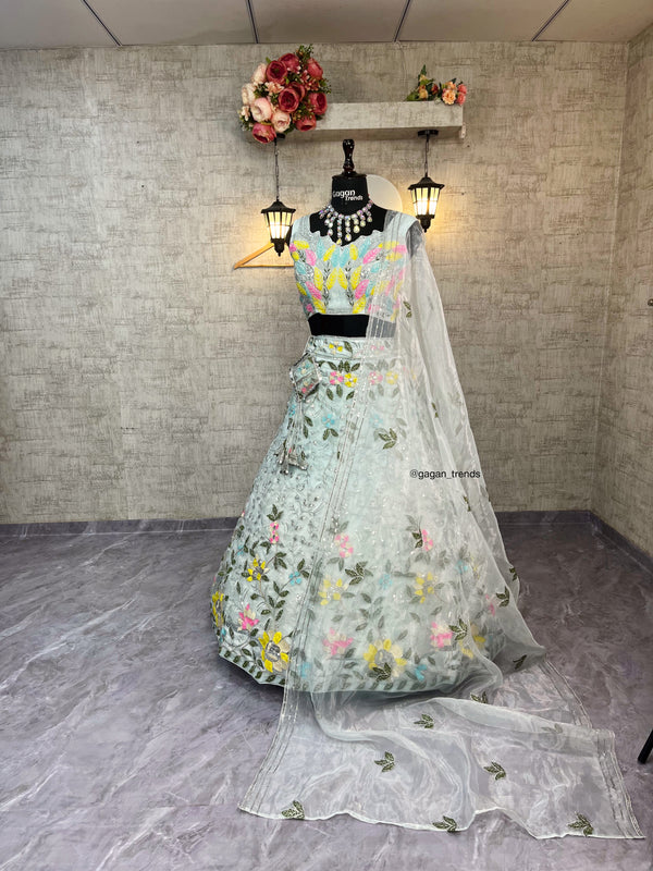 Premium Organza Silk Lehenga Set with Embroidery Sequins Work