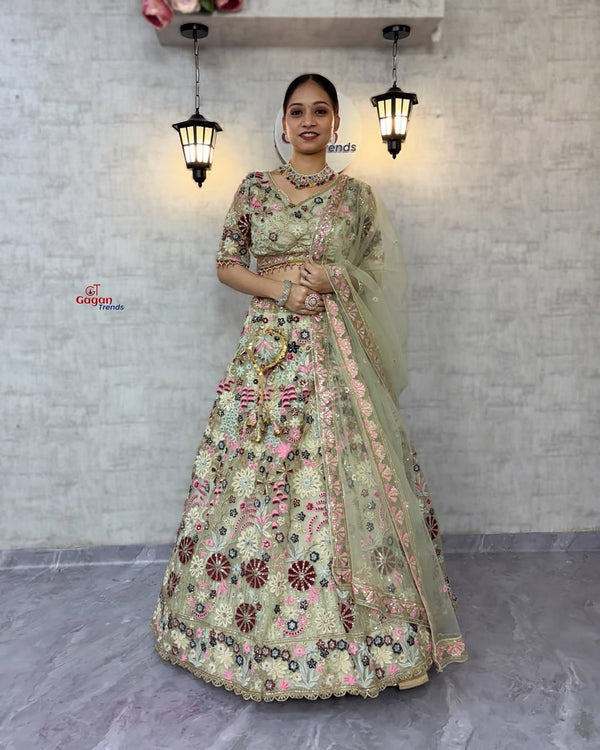 Premium Soft Net Lehenga Choli Set with Sequins Embroidery