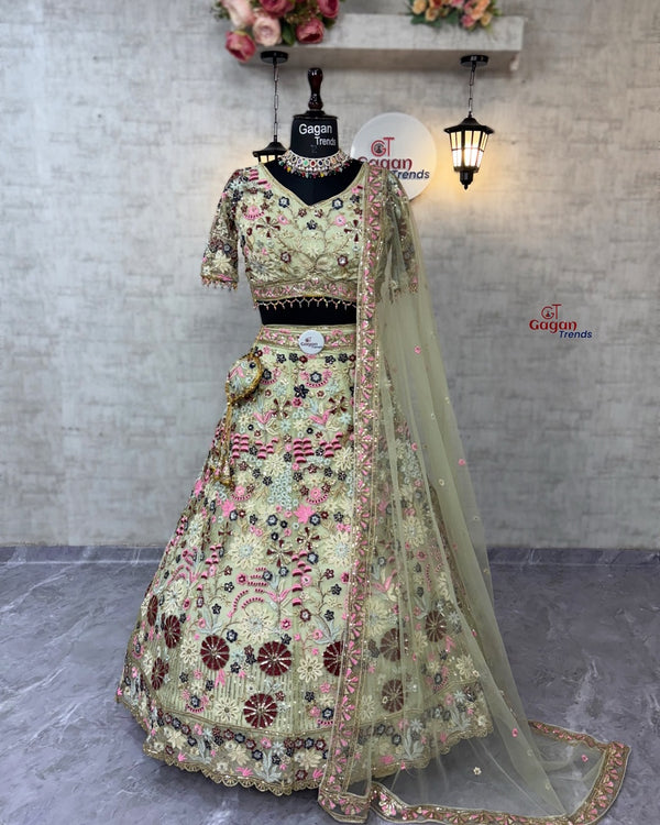 Premium Soft Net Lehenga Choli Set with Sequins Embroidery